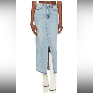 BLANKNYC Mid Rise Denim Maxi Skirt in In My Mind